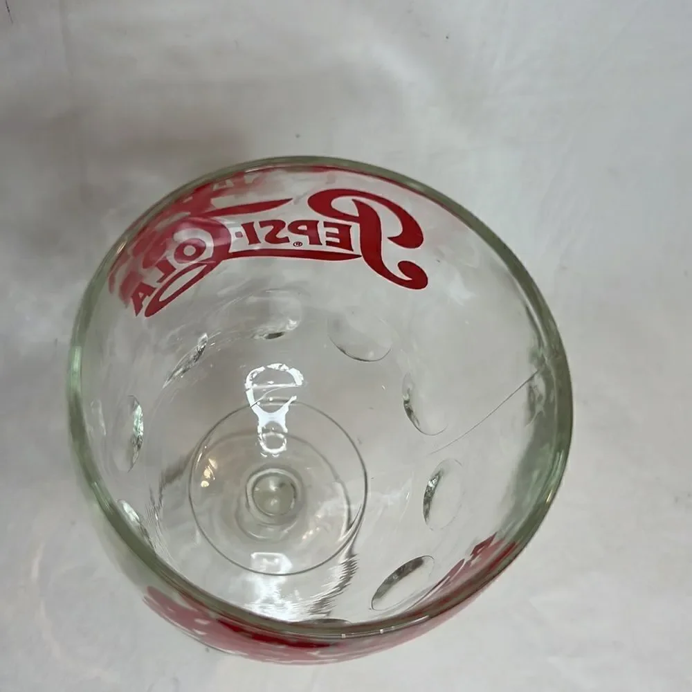 Pepsi Cola Soda Vintage Drinking Glass 3 3/4 Inches Round 6 Inches Tall Red